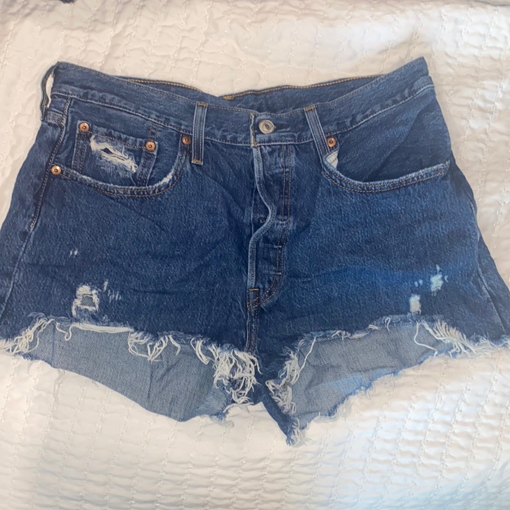 Levi’s Distressed Denim High-Waisted Shorts